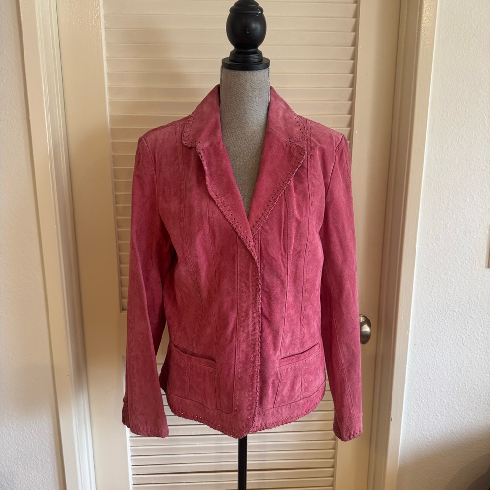 Vintage Coldwater Creek pink 100% suede blazer jacket